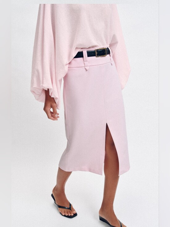 Zara Dresses & Skirts - ZARA BELTED MIDI PENCIL SKIRT SIZE M